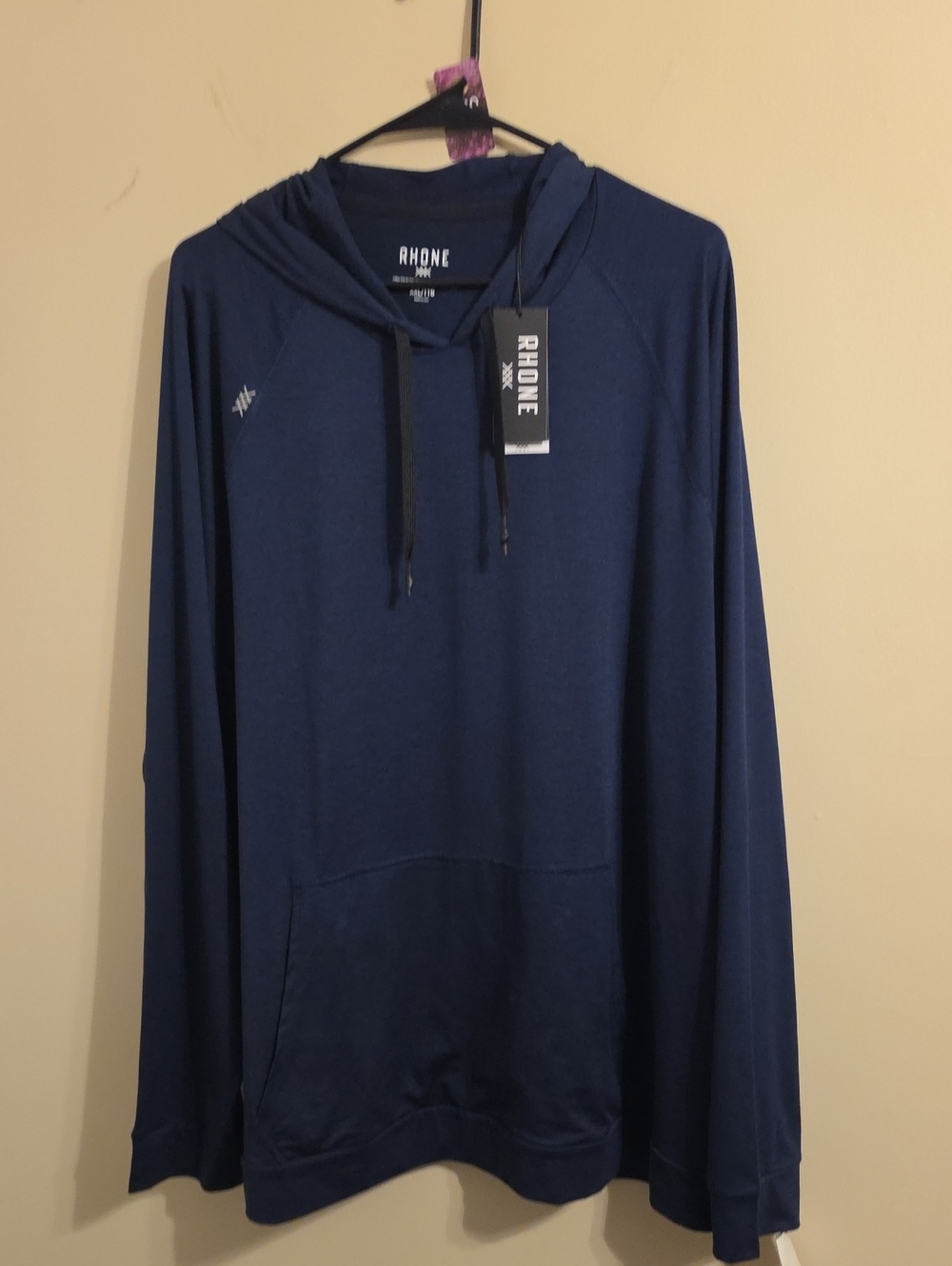 Rhone Mens Navy Lightweight Hooded Sweatshirt. NWT